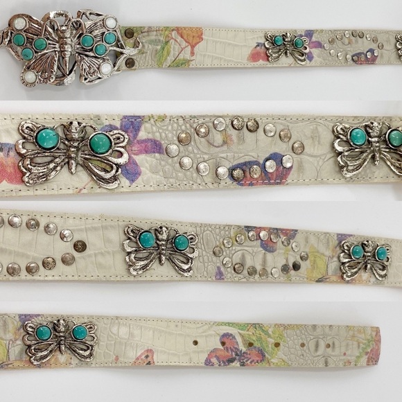 Pappa & K Butterfly Embossed & Embellished Belt - Picture 3 of 5
